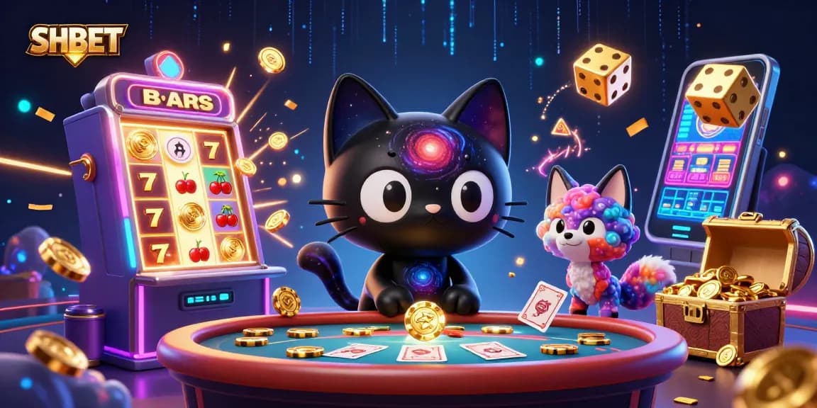 Experience thrilling gaming at SHBET with captivating cosmic characters and dynamic casino elements.