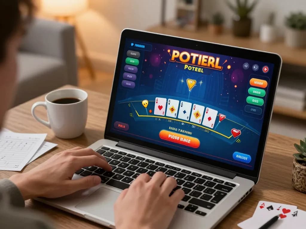 Player engaging in blackjack on nohu1 laptop at home, showcasing the gaming interface and relaxed atmosphere