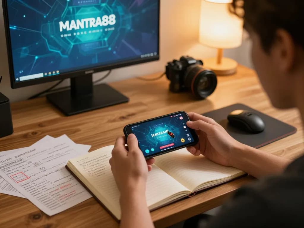 Engaging session on mantra88 app showcasing winning strategies in a cozy home setting