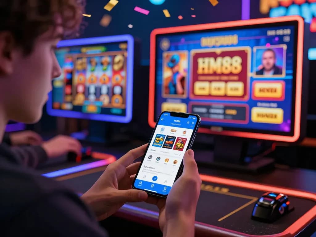 Engaging user interaction with the HM88 app in a vibrant online gambling environment.