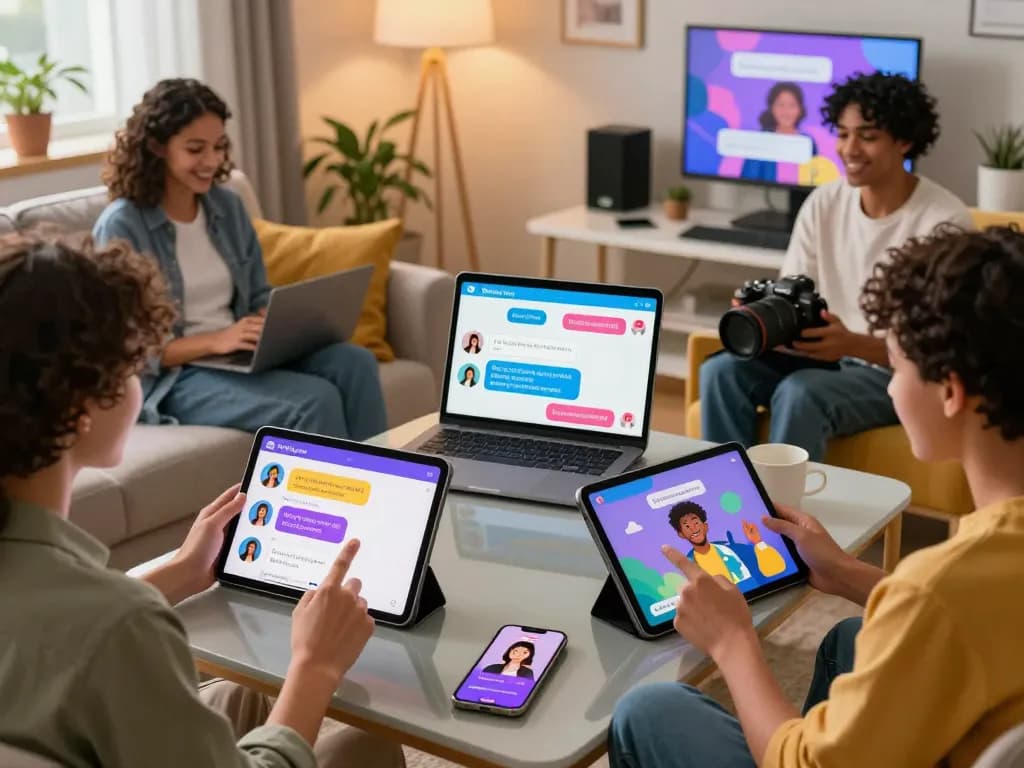 Users enjoying ai sex chat with customizable NSFW AI companions in modern home settings.