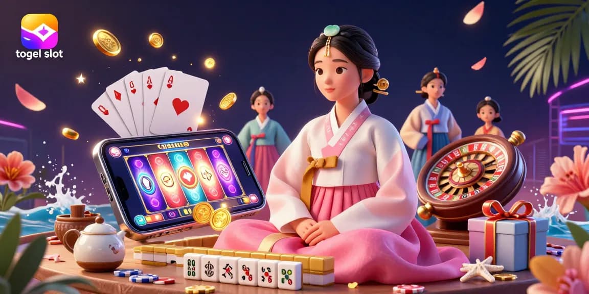 Experience thrilling gameplay with togel slot, featuring an elegant Asian woman in a vibrant casino scene.