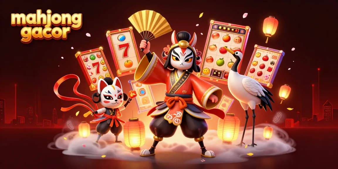 Experience the thrill of Mahjong Gacor with vibrant slot reels and captivating characters in action.