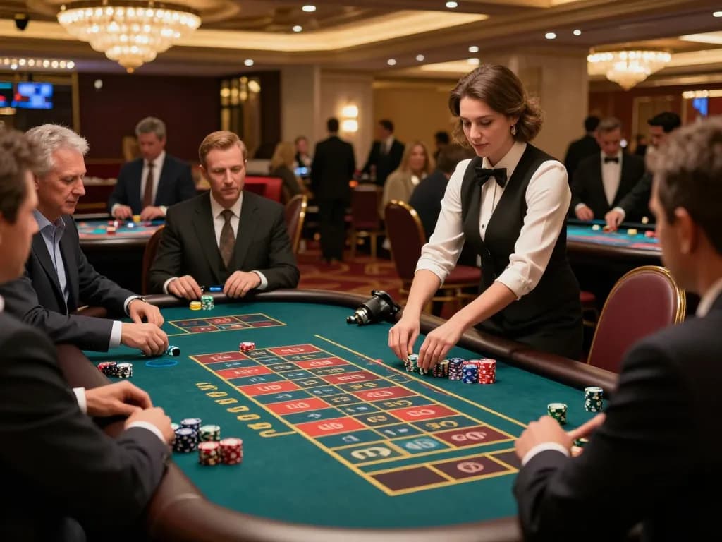 Pemain Defineyouniversity menikmati permainan roulette yang mendebarkan di lingkungan kasino yang hidup