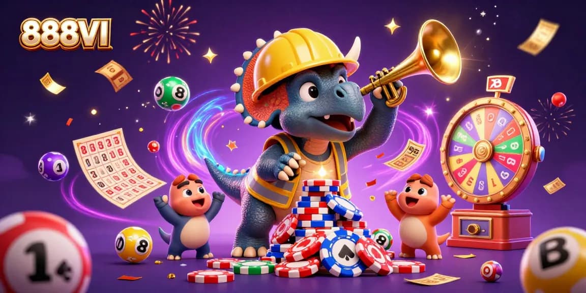 Celebrate your wins with 888VI as colorful balls and confetti fill the air!