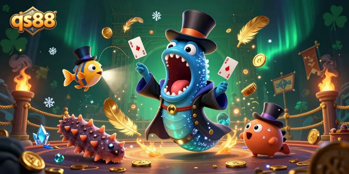 Engage with qs88's vibrant gambling scene, showcasing a magical deep-sea casino adventure.