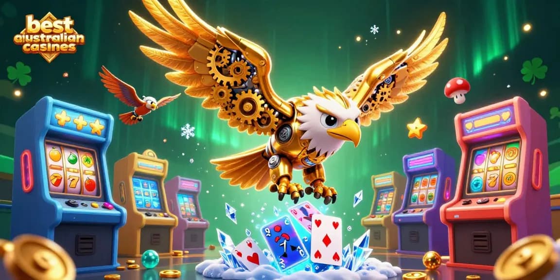 Experience the thrill of the best australian online casinos with a vibrant 3D casino illustration.