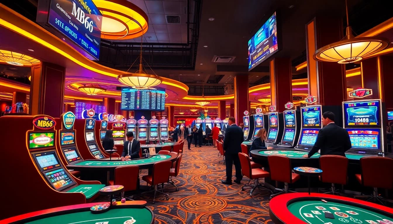 Experience the excitement of MB66 with vibrant casino tables and lively players.