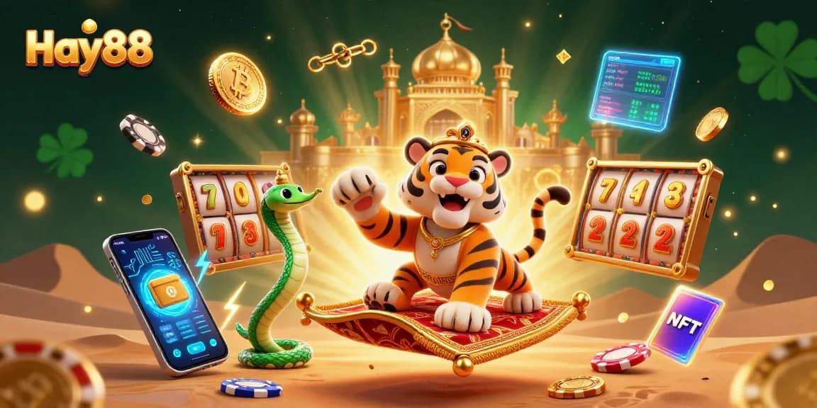 Engage in thrilling slot games at Hay88 with vibrant 3D casino imagery showcasing characters and symbols.