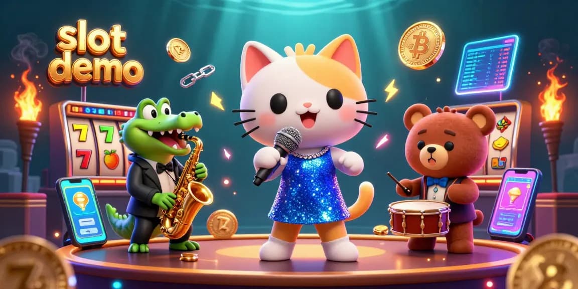 Engage with slot demo games featuring dynamic 3D characters and vibrant casino elements.