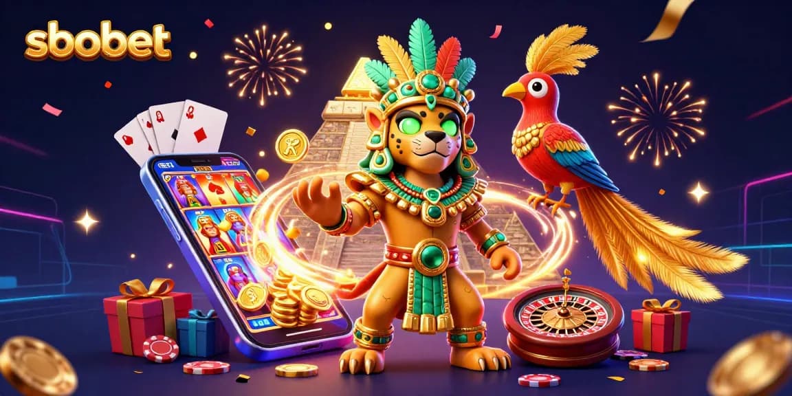 SBOBET invites you to win big with vibrant online casino elements and dynamic gaming characters.