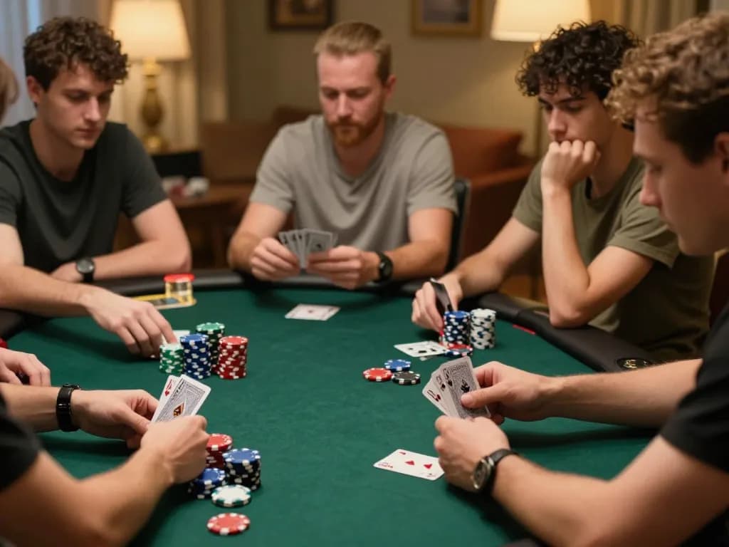 Engaging online poker game with players assessing hands and strategic decisions at 789f ink.