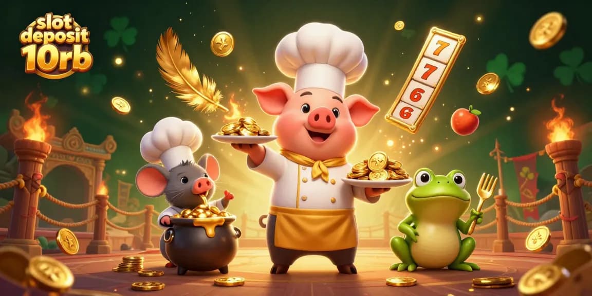 Experience thrilling games with slot deposit 10rb as gourmet coins are served by a whimsical chef.