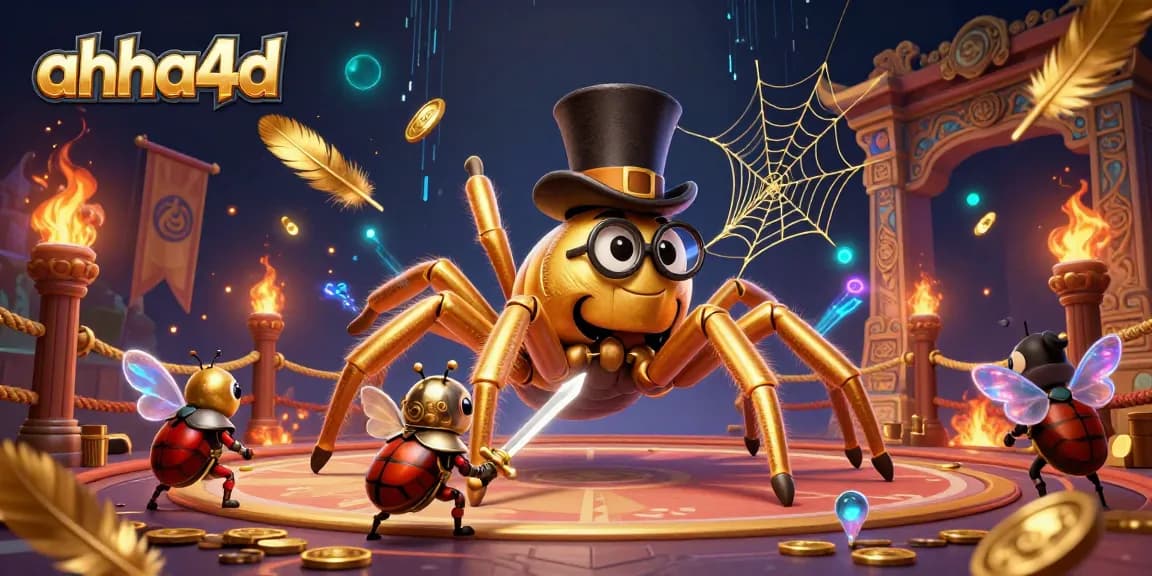 ahha4d menyajikan suasana kasino yang unik dengan tarantula emas dan ksatria khemah.