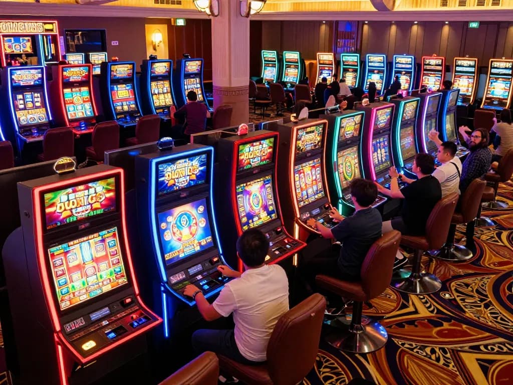 Engaging experience with players cheering at Pragmatic Slot machines on a lively casino floor