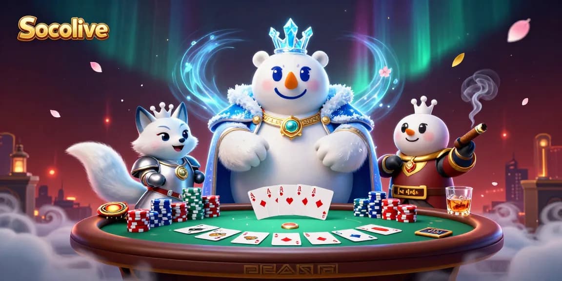 Socolive offers exhilarating poker action with rich visuals and high-stakes themes from a captivating 3D illustration.