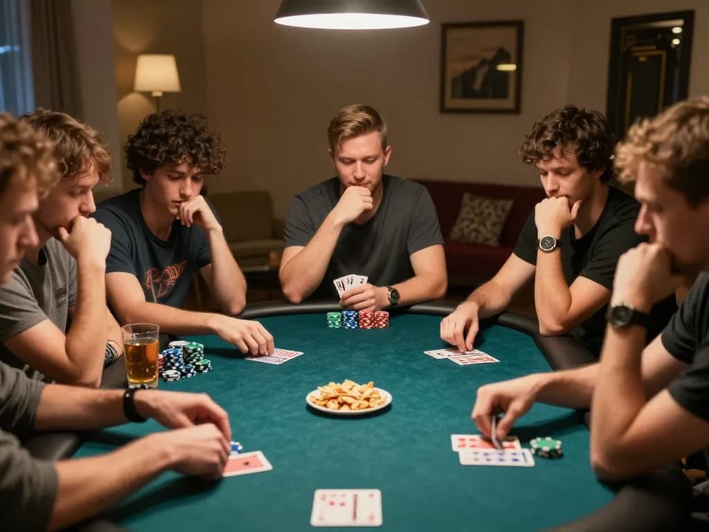 KADAL778 players enjoying an exciting home poker game with chips and cards