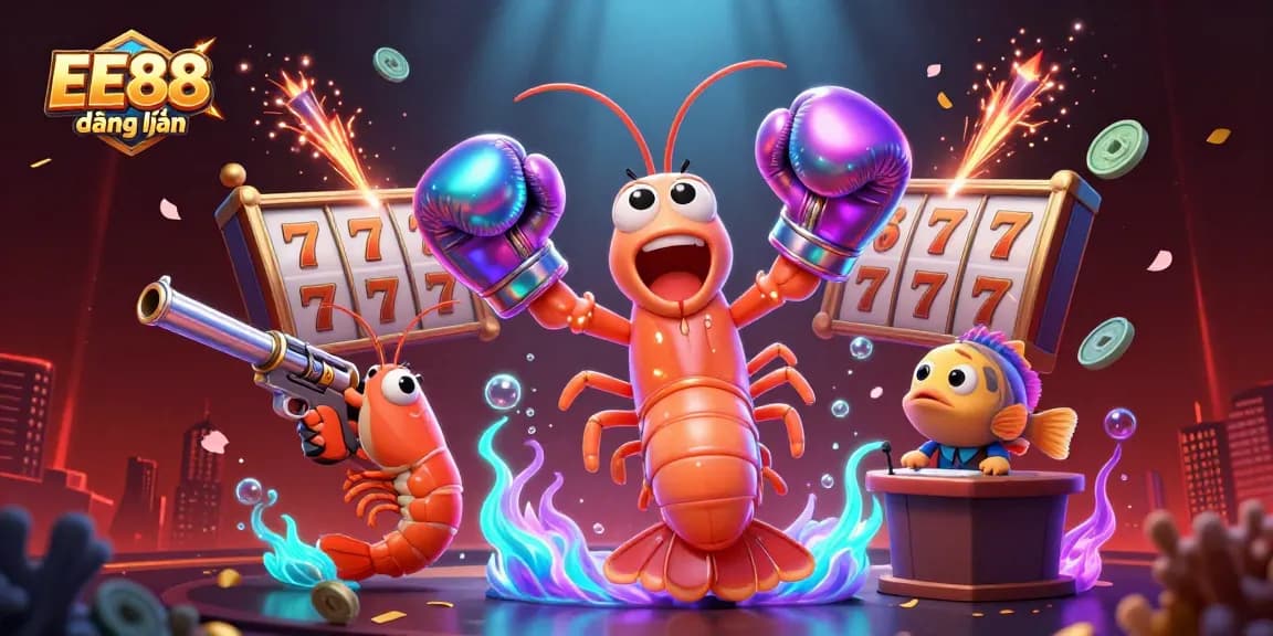 Experience exciting gameplay at EE88 đăng nhập with vibrant characters, slot reels, and festive elements.