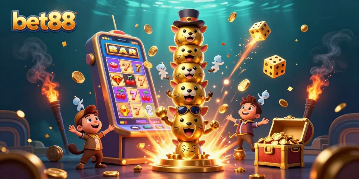 Play thrilling games at bet88 with enticing jackpots, spinning reels, and colorful casino atmosphere.