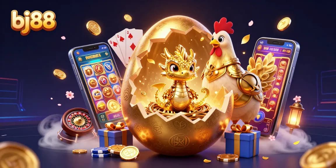 Experience exhilarating gaming with bj88's dynamic betting scene featuring a golden dragon and poker chips.