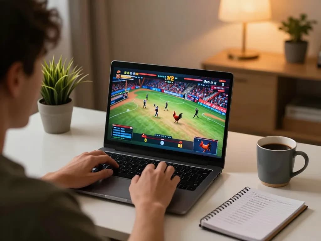 Trải nghiệm xem đá gà trực tiếp HD trên laptop với hình ảnh trực tiếp hấp dẫn và không gian ấm cúng tại nhà.