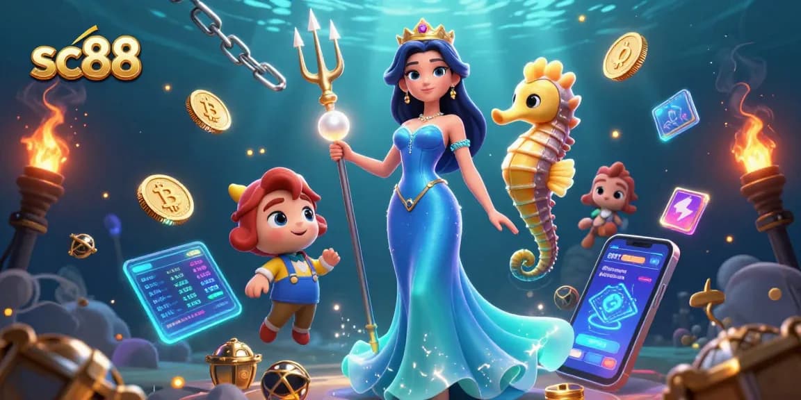 Experience thrilling gameplay and exciting jackpots at sc88 with a captivating underwater scene featuring a glowing pearl and digital treasures.