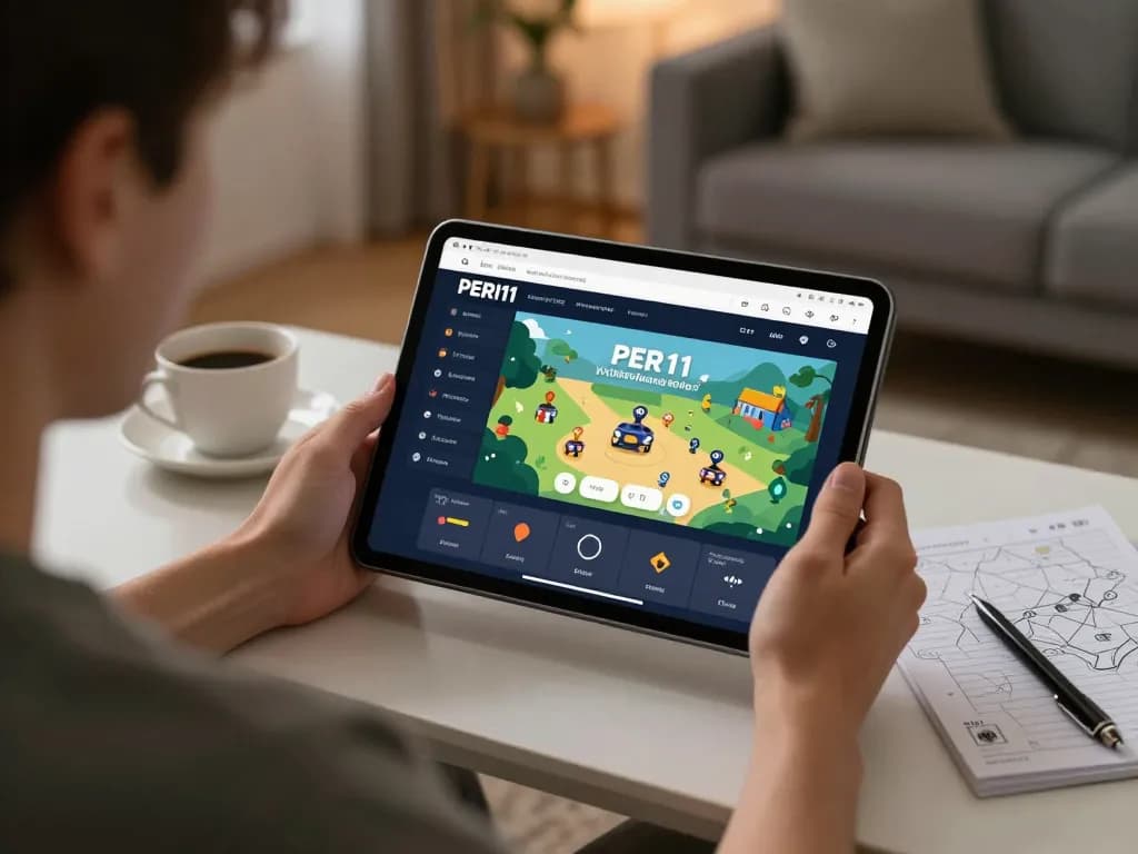 Enjoying online gaming on PERI11 platform while analyzing strategies in a cozy home setting