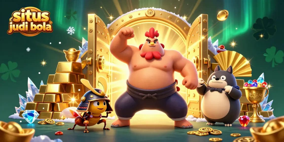 Experience situs judi bola with thrilling characters amidst treasures and dramatic lighting effects.