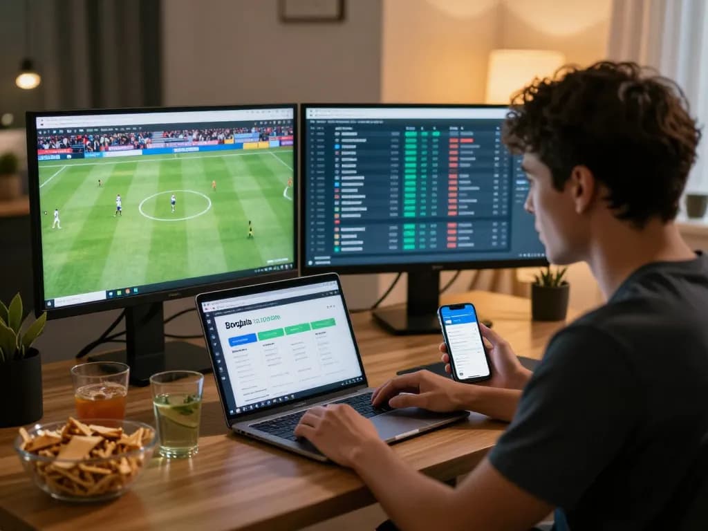 Engaged bettor analyzing soccer data on Bongdalu to xem tỷ số bongdalu efficiently