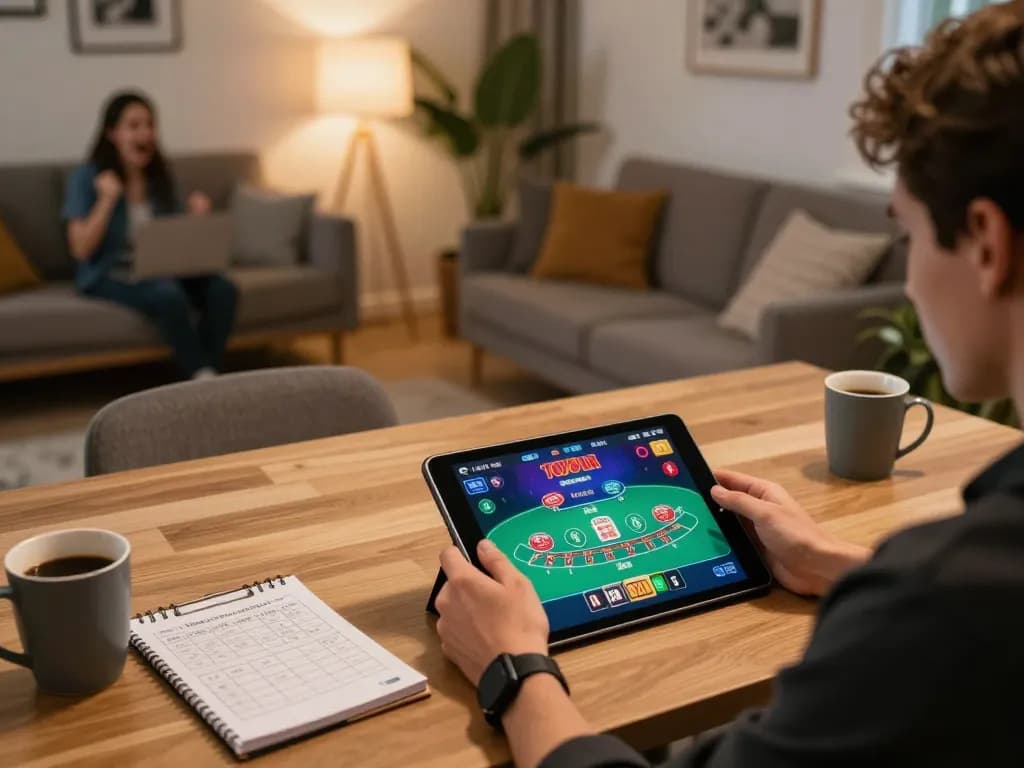 Engaging in a live dealer blackjack game at rik vip from a stylish home office setup