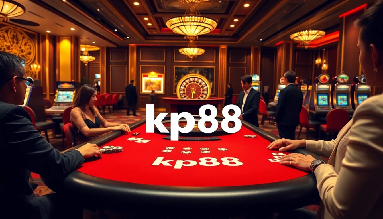 Experience thrilling gaming at kp88 with vibrant casino tables and excited players.