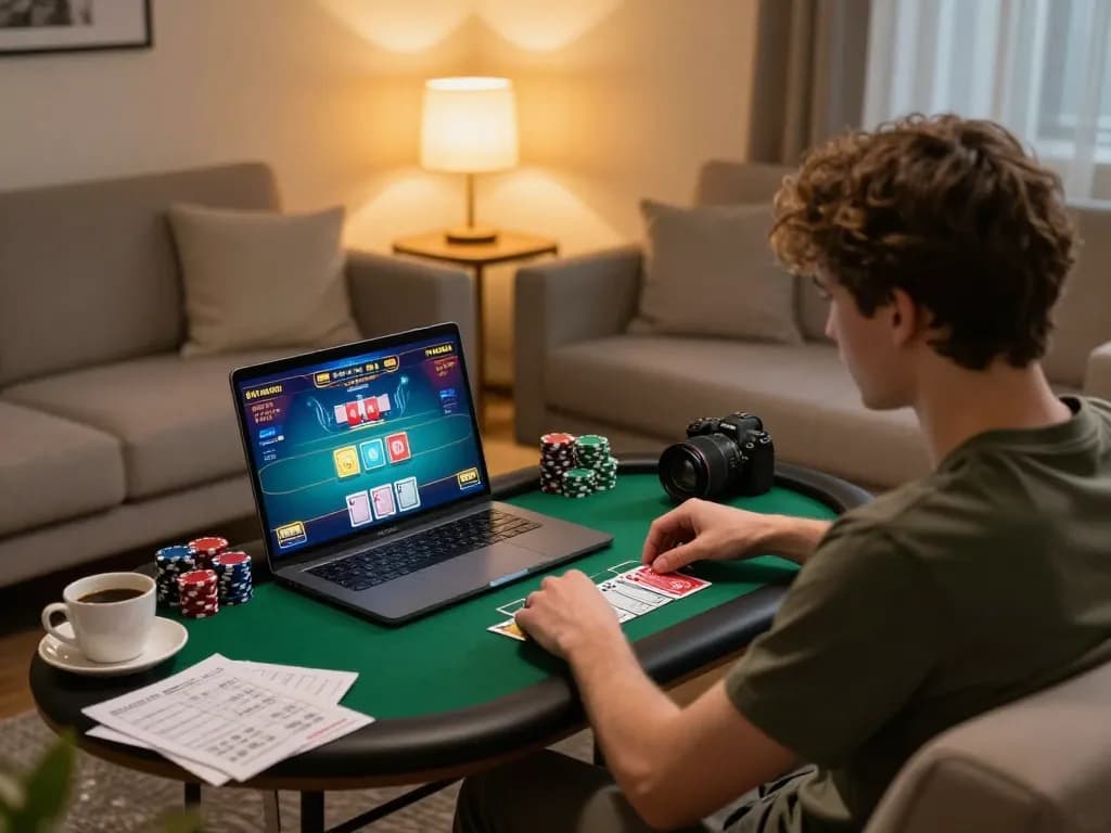 Engaging in an exciting game of poker on rik vip while enjoying a cozy home atmosphere