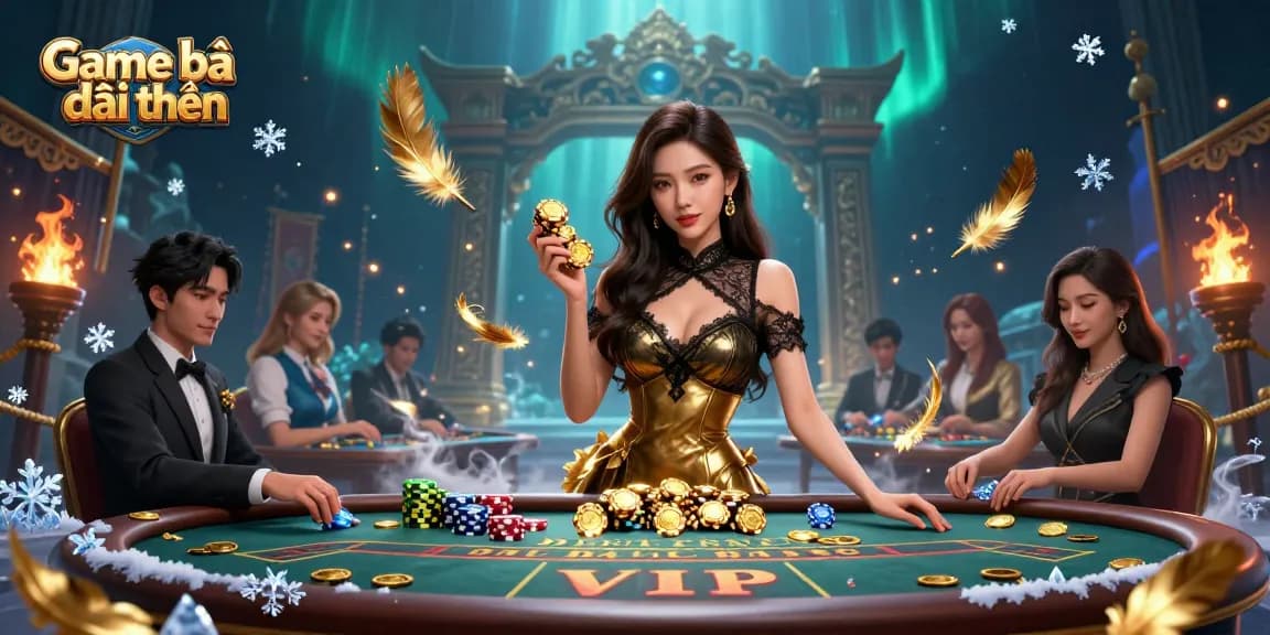 Experience the thrill of Game bài đổi thưởng with elite players at a baccarat table.