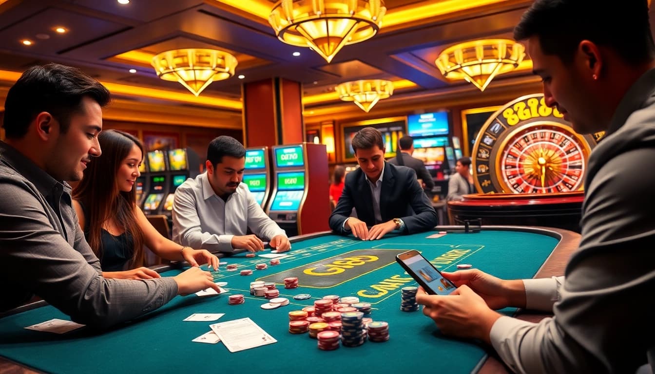 Experience the excitement of online gaming at https://gg88com.pro/ with players engaged at a vibrant casino table.