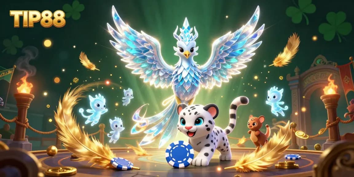 Engage in thrilling gameplay at TIP88 with a dazzling scene featuring unique characters and casino elements.