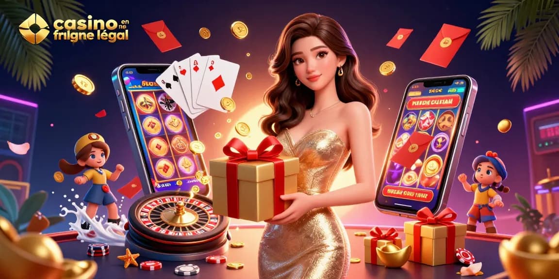 Experience the excitement of casino en ligne france légal with this vibrant festive illustration showcasing gaming elements.