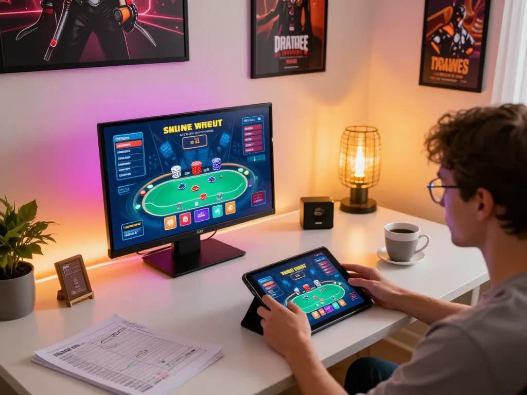 Engaging in online casino gameplay on a tablet, highlighting ytr88's strategic betting features