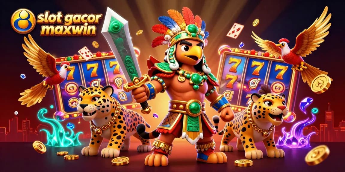 Engage with slot gacor maxwin in an immersive 3D illustration featuring vibrant characters and elements.