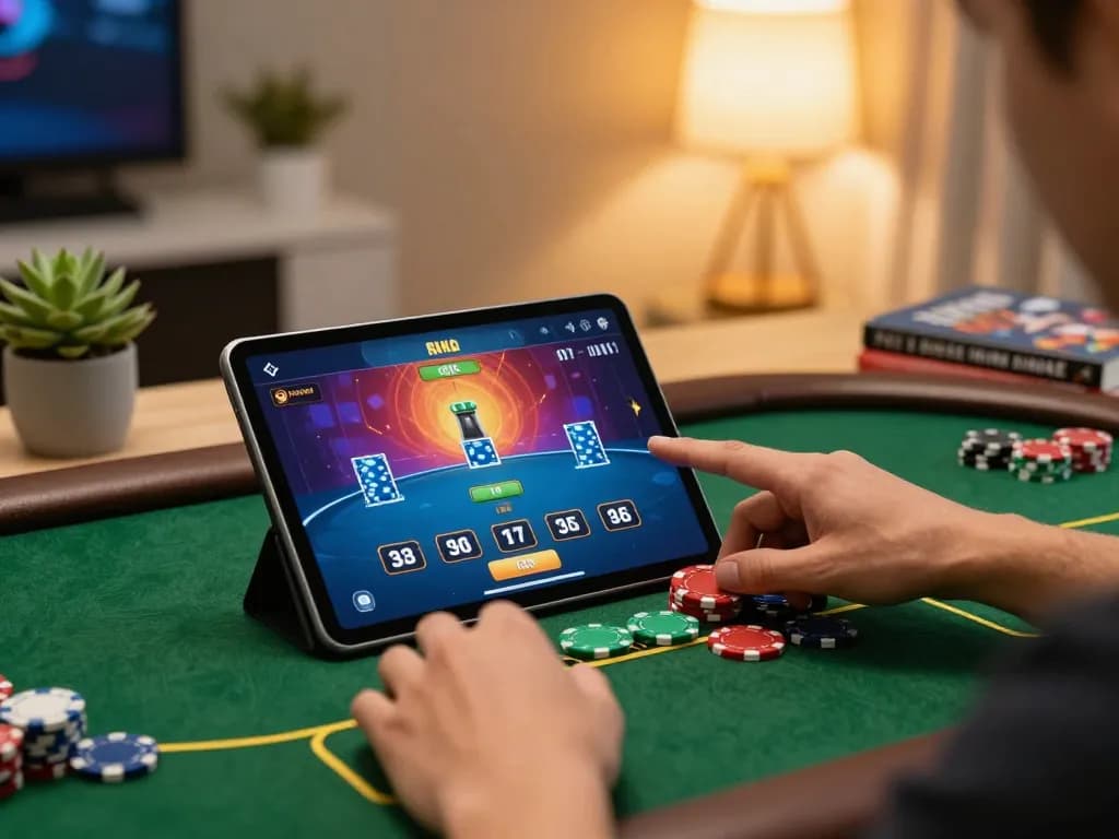 Experience MM 99 poker action on tablet, showcasing strategic betting and modern gaming environment.