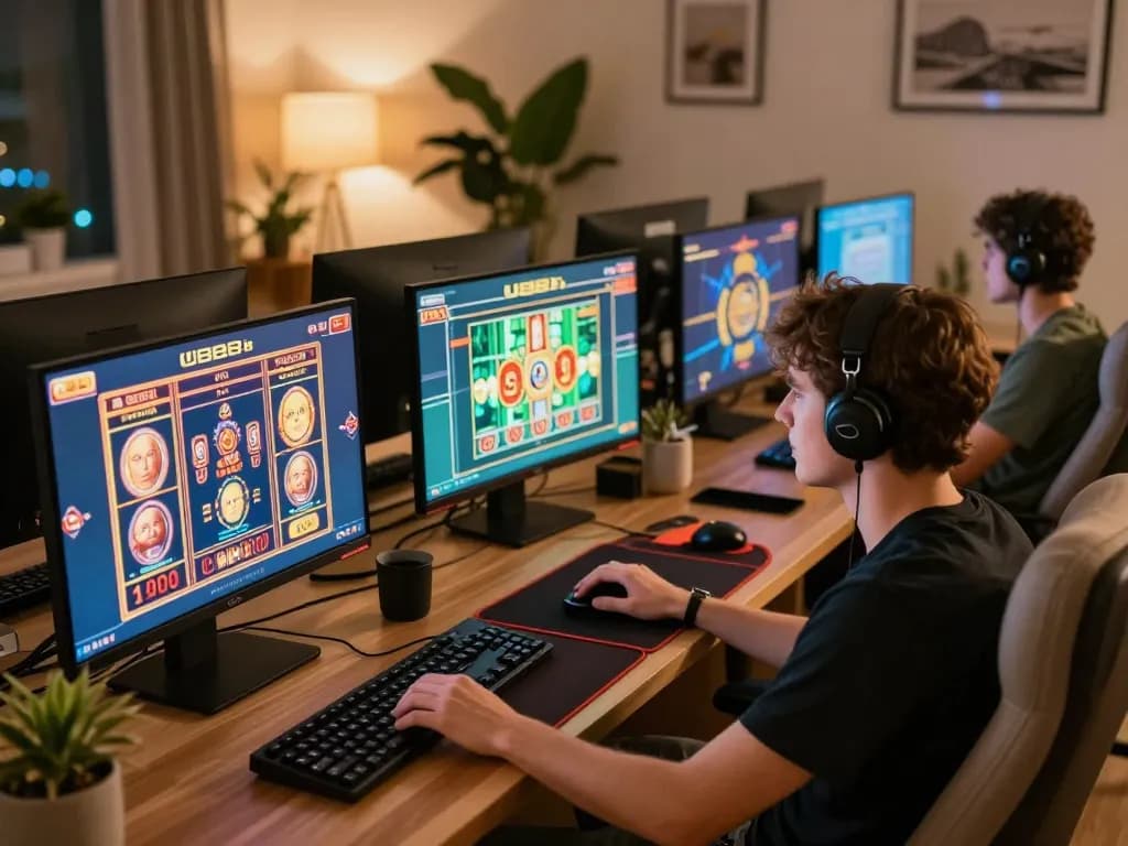 Engaging in U888's online casino gaming experience with multiple game interfaces displayed