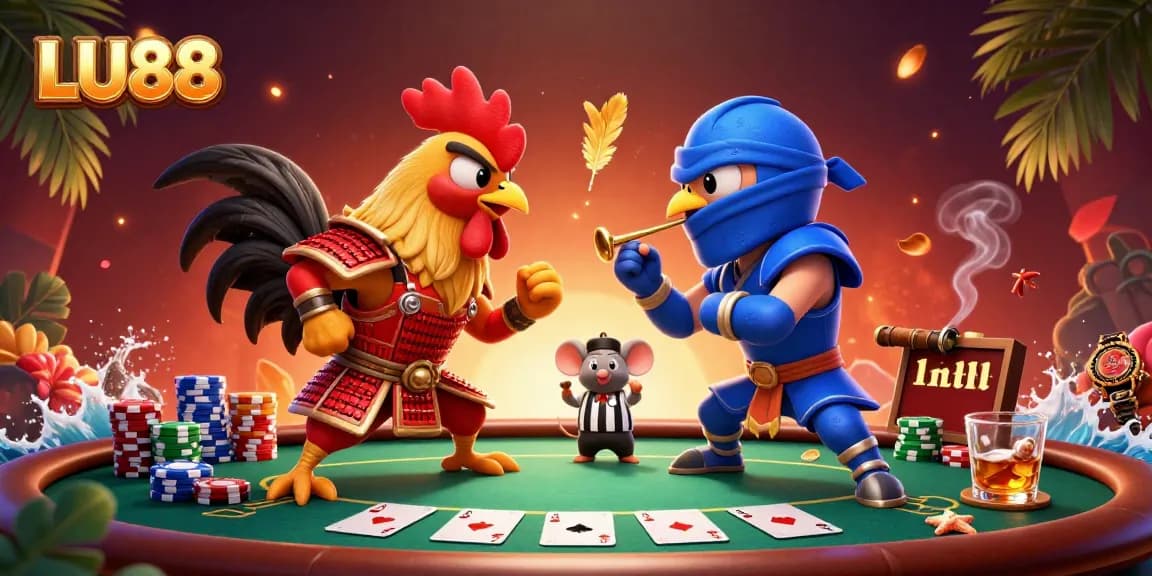 LU88 offers engaging gameplay with colorful poker setups and thrilling rooster duel challenges.