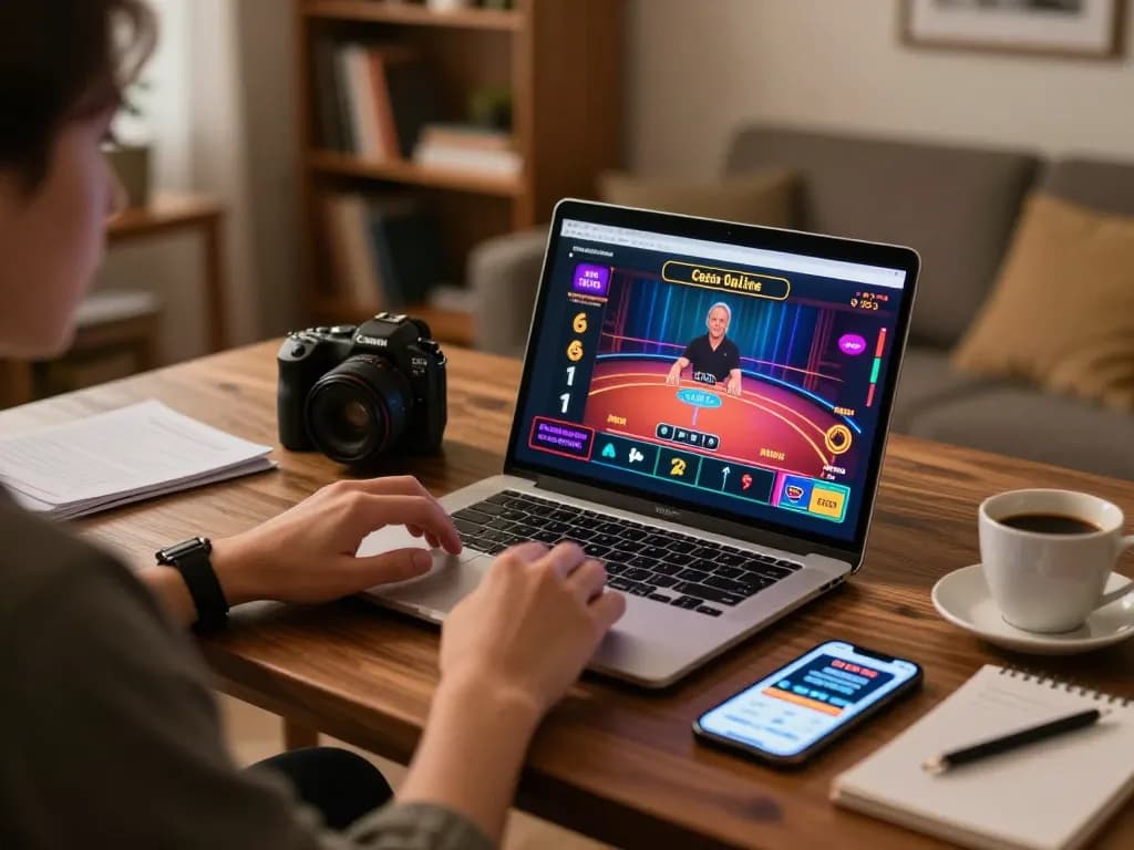 Engaging gameplay at Casino Online with a player using a laptop and smartphone for a live dealer experience.