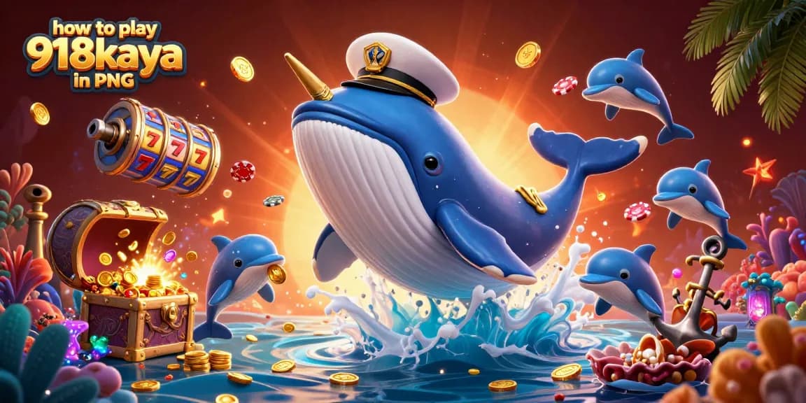 Learn how to play 918kaya in PNG with exciting 3D casino-themed illustration.