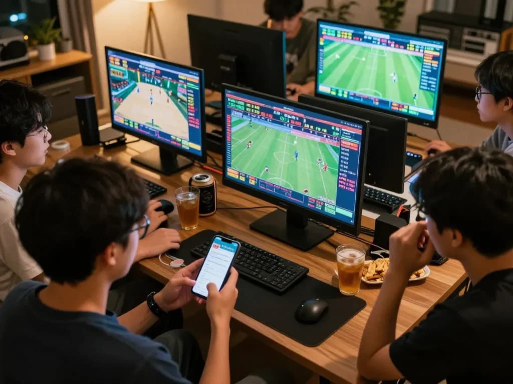 Soi Kèo sports betting in action with friends enjoying games and analyzing odds.