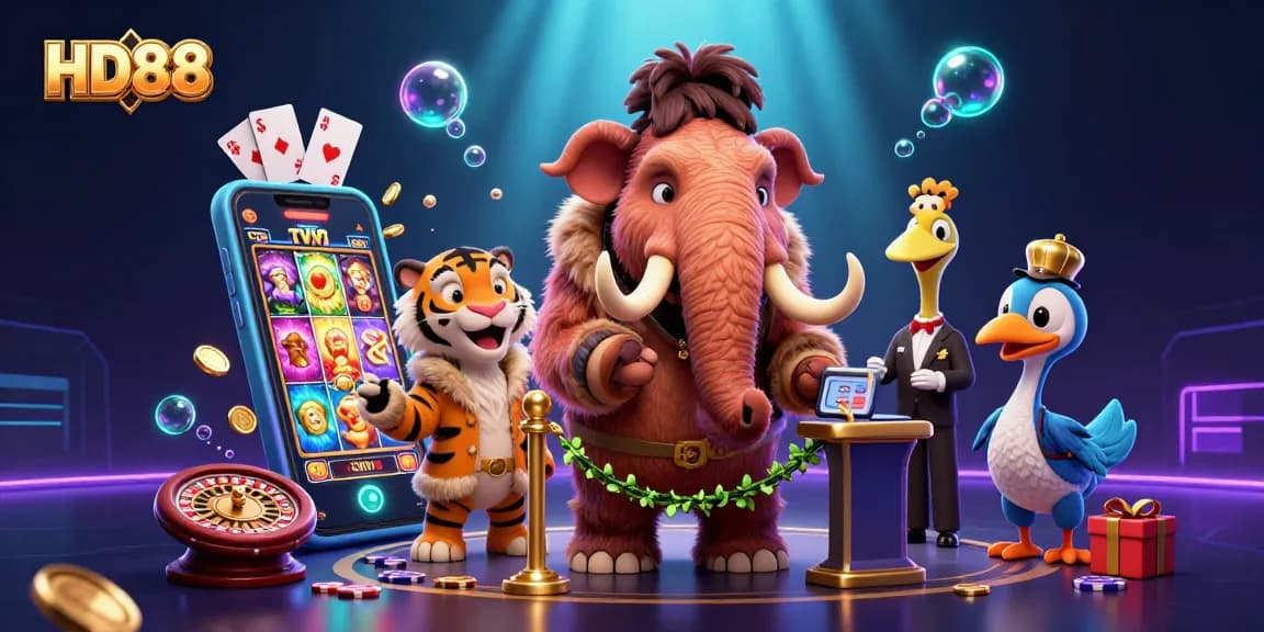 Experience thrilling gameplay at HD88 Casino with vibrant slot games and charismatic characters.