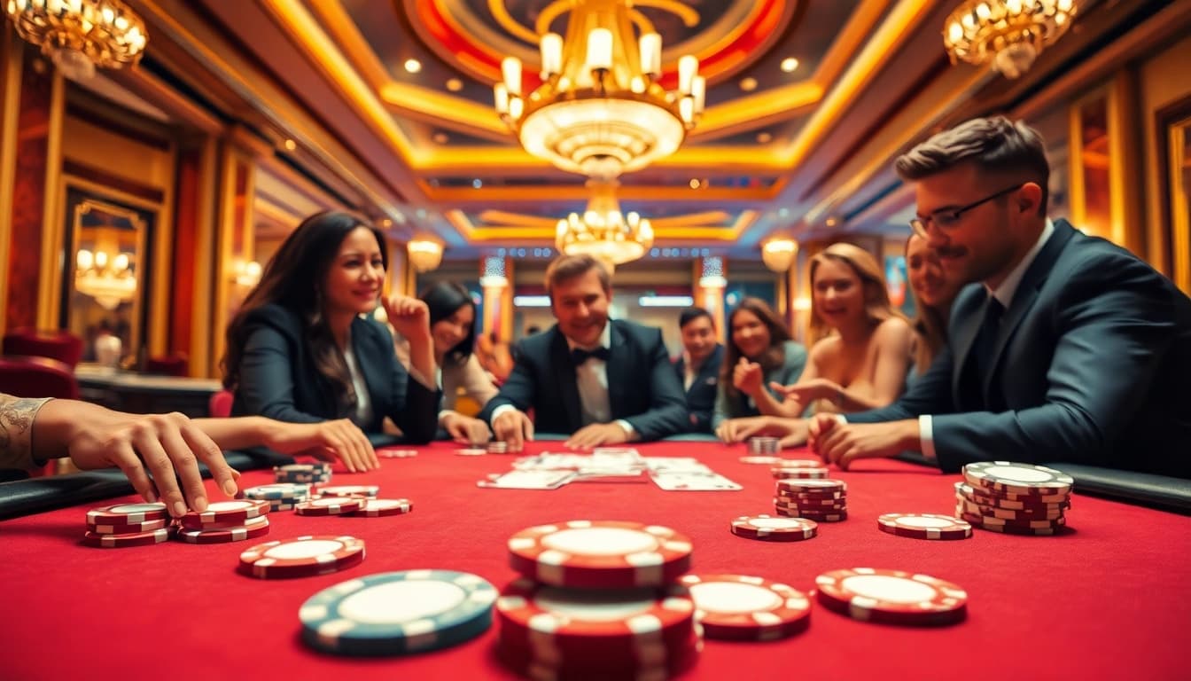 Experience the excitement of poker with GemBet at a vibrant casino table.