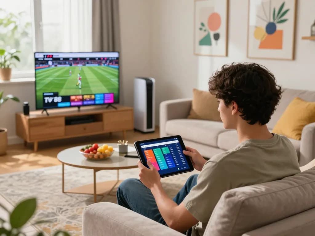Engaging with the TV88 app in a vibrant living room for an immersive online gaming experience.