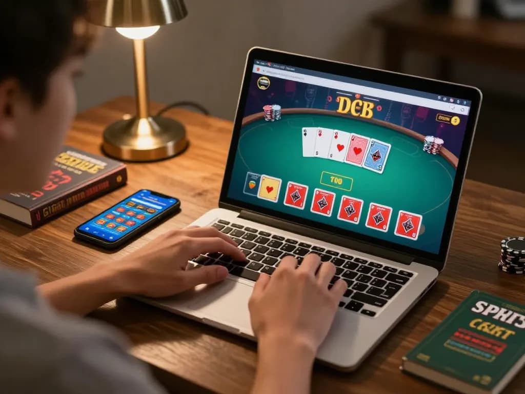 Engaging online gaming scene with bem88 nhà cái interface on laptop, showcasing responsible gambling.
