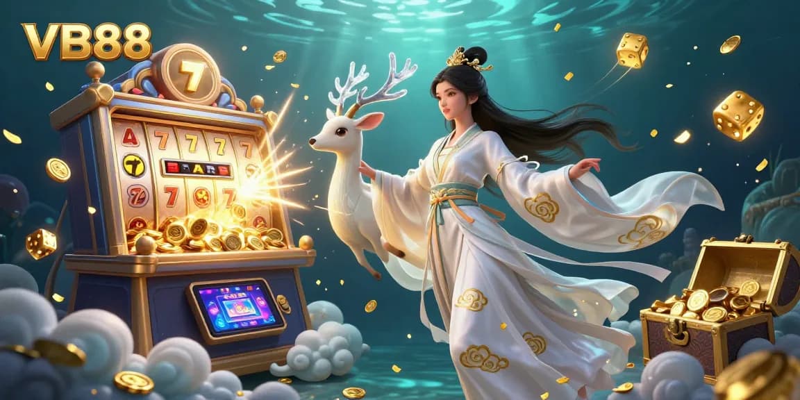 Engage in thrilling gaming at VB88 with cinematic scenes of jackpots and modern casino elements