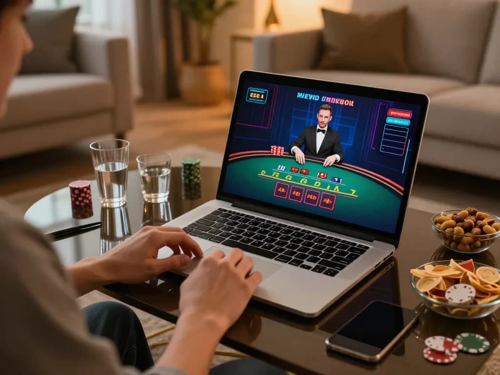 Permainan blackjack langsung yang menarik di laptop dalam pengaturan rumah, menampilkan permainan interaktif, menunjukkan strategi permainan https://jikankasi.com/modules/bulletin/.